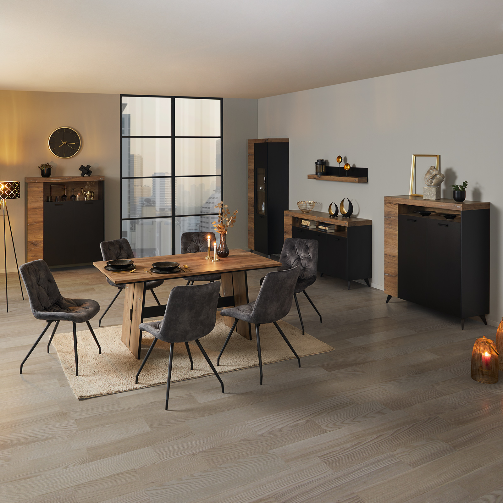 Kommode - Flagstaff Oak - anthrazit - 160 cm breit