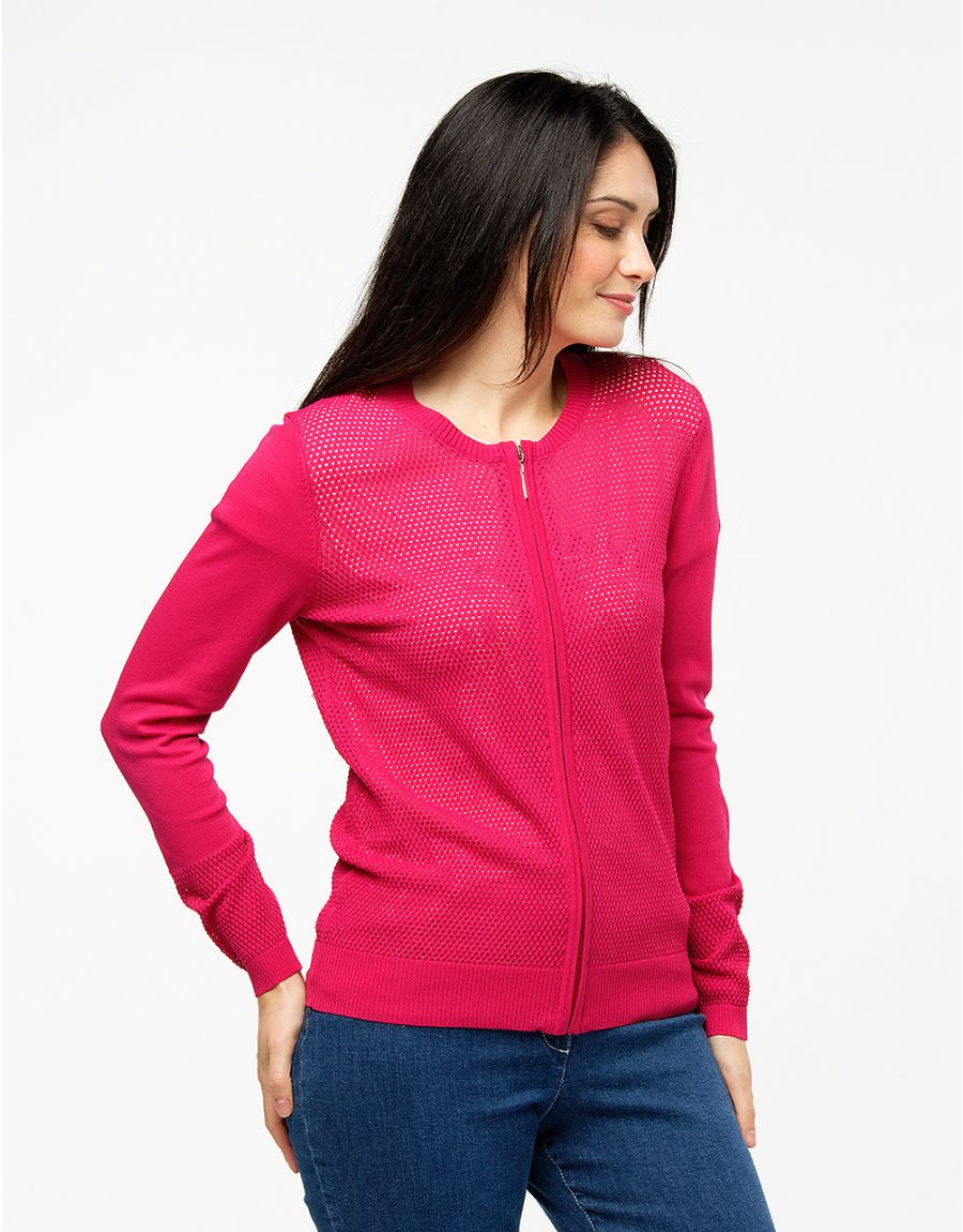 Gilet filet fuchsia