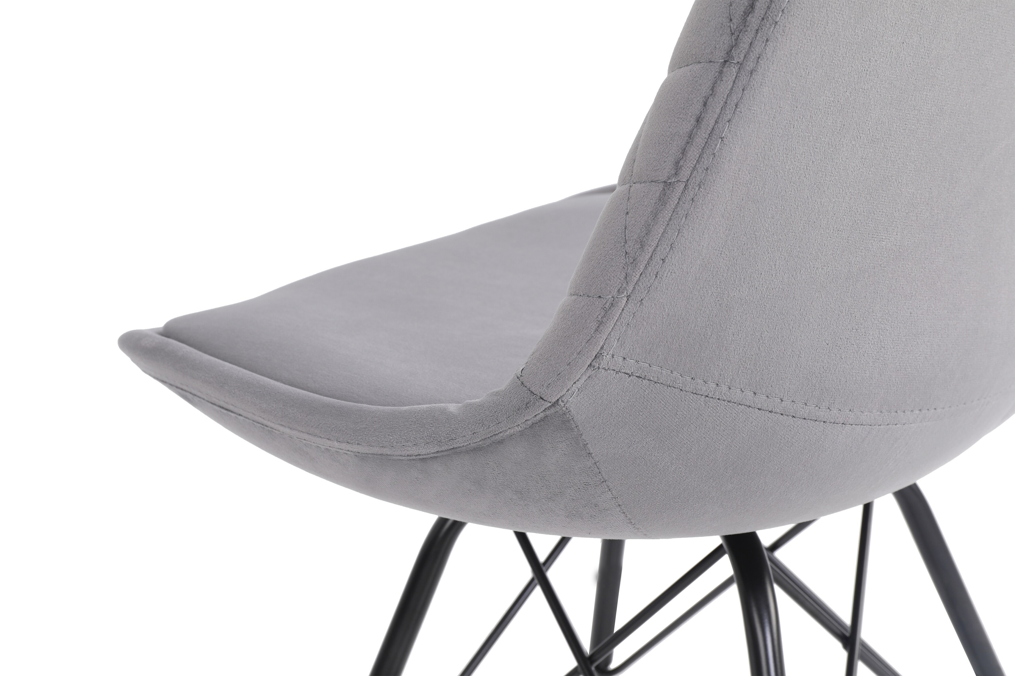 byLIVING Esszimmerstuhl RICA, 2-er Set, Samtbezug grau, Gestell Metall schwarz