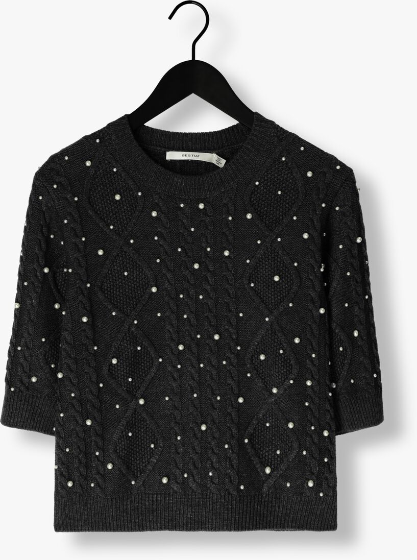 donkergrijze gestuz trui gztaiba deco pullover