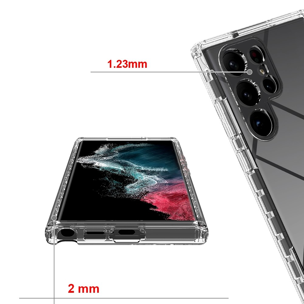 (2-tlg.) Samsung Galaxy S23 Ultra 5G Hybrid TPU Hülle mit PET-Schutzfolie - Transparent