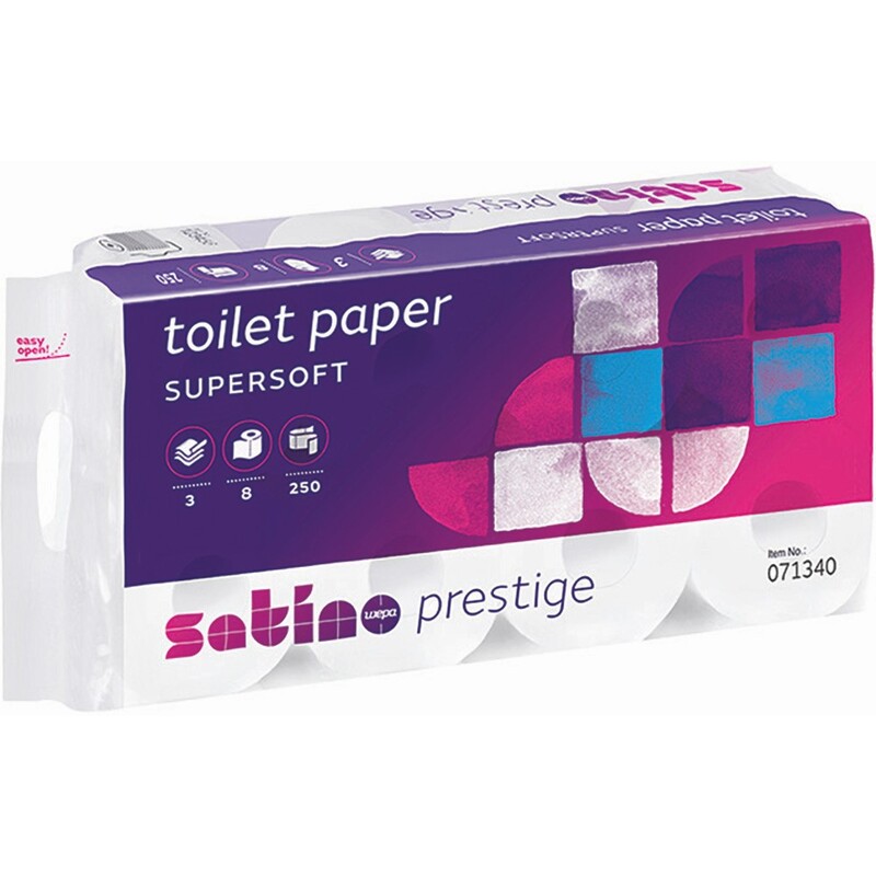 Satino Toilettenpapier Prestige, Blumen, 3-lagig, 8 Rollen