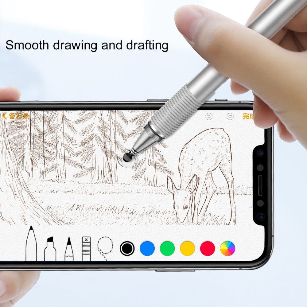 2in1 Kapazitiver Präzisions Stylus Touch Pen   Kugelschreiber - Silber