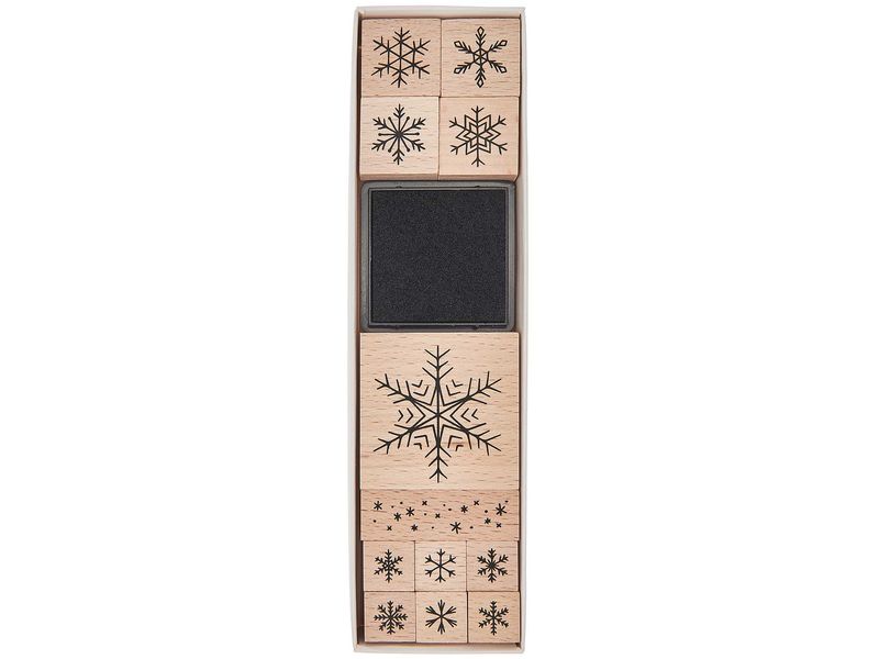 Rico Design Stempel Schneeflocken 13-teilig 13-teilige Holzstempelset