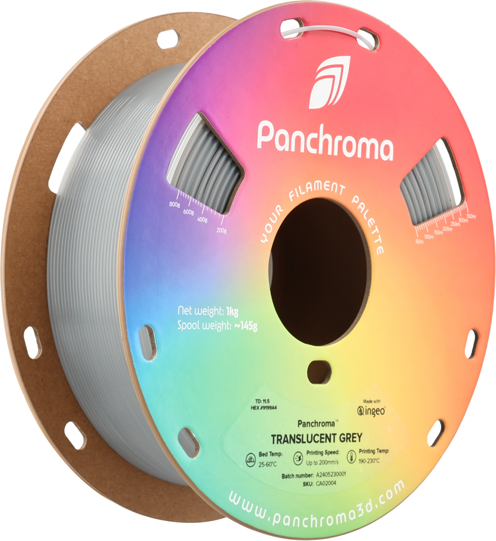 Polymaker  Panchroma™ PLA Translucent Grey, 1,75 mm / 1000 g    Faszinierende Lichteffekte in Grau