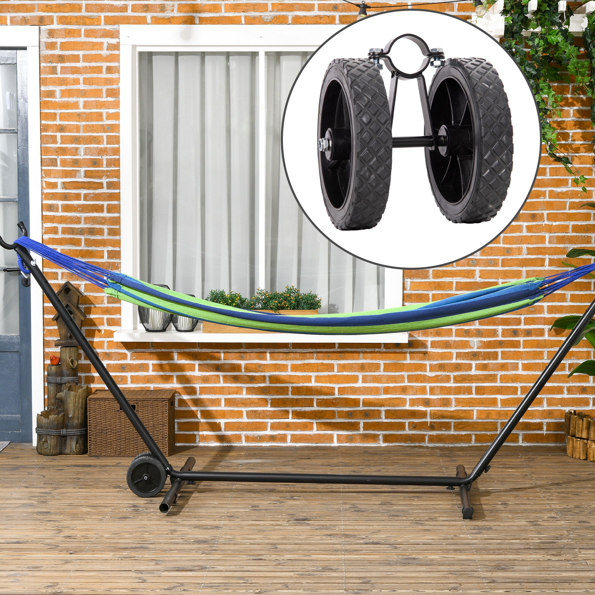 Outsunny Hängemattenrad-Kit mit tragbarem Design schwarz 20L x 18B x 18H cm