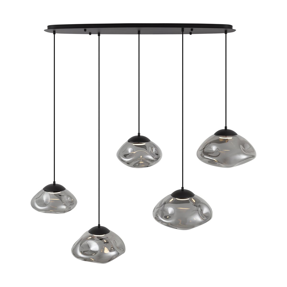 Design hanglamp zwart met smoke glas 5-lichts - Gus