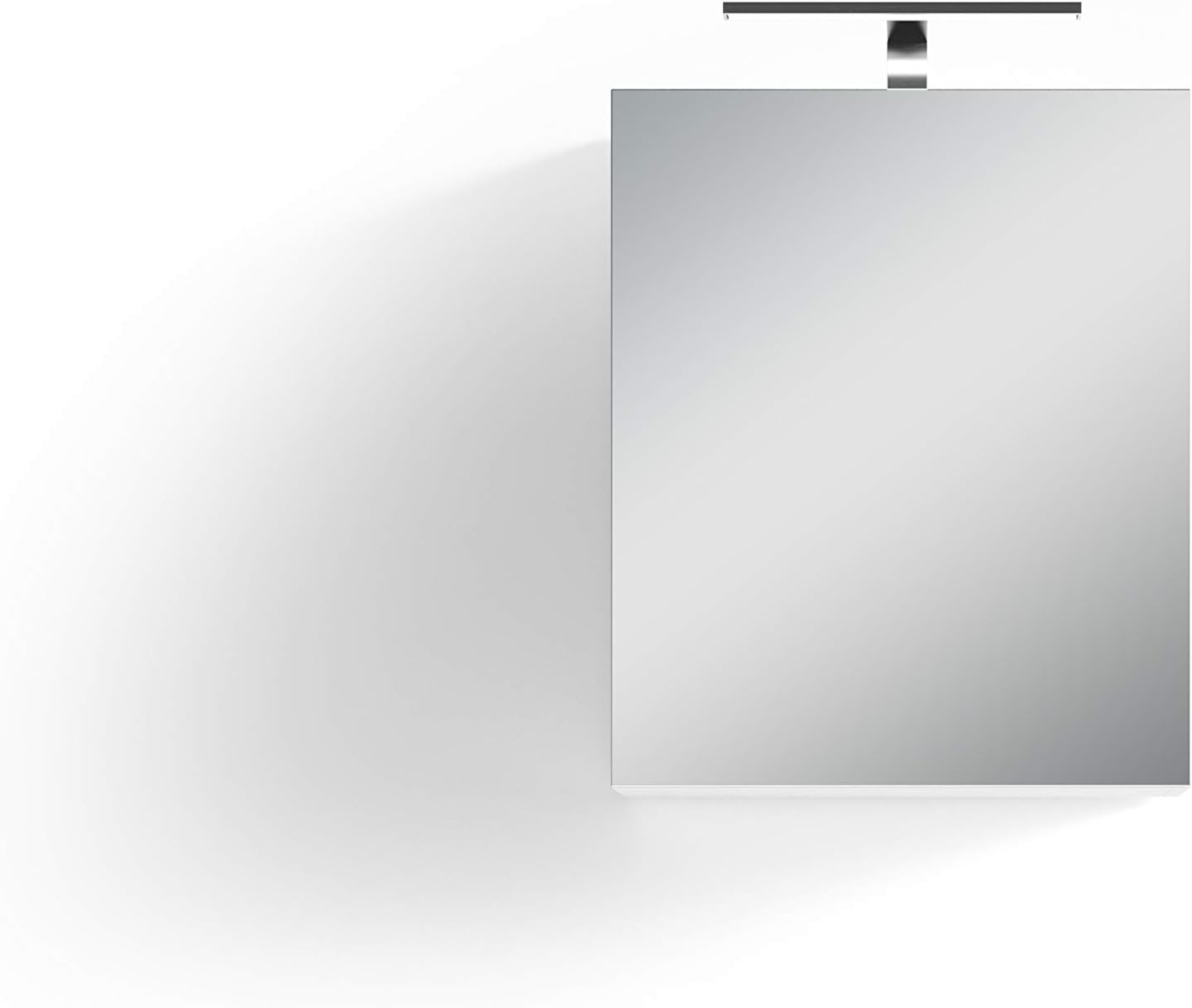 byLIVING Spiegelschrank Spree/Korpus matt weiß mit Spiegeltüren/Hängeschrank mit Soft-Close-Funktion/Inklusive LED-Beleuchtung/Badschrank mit Stecker- und Schalterdose/B 50, H 60, T 20 cm