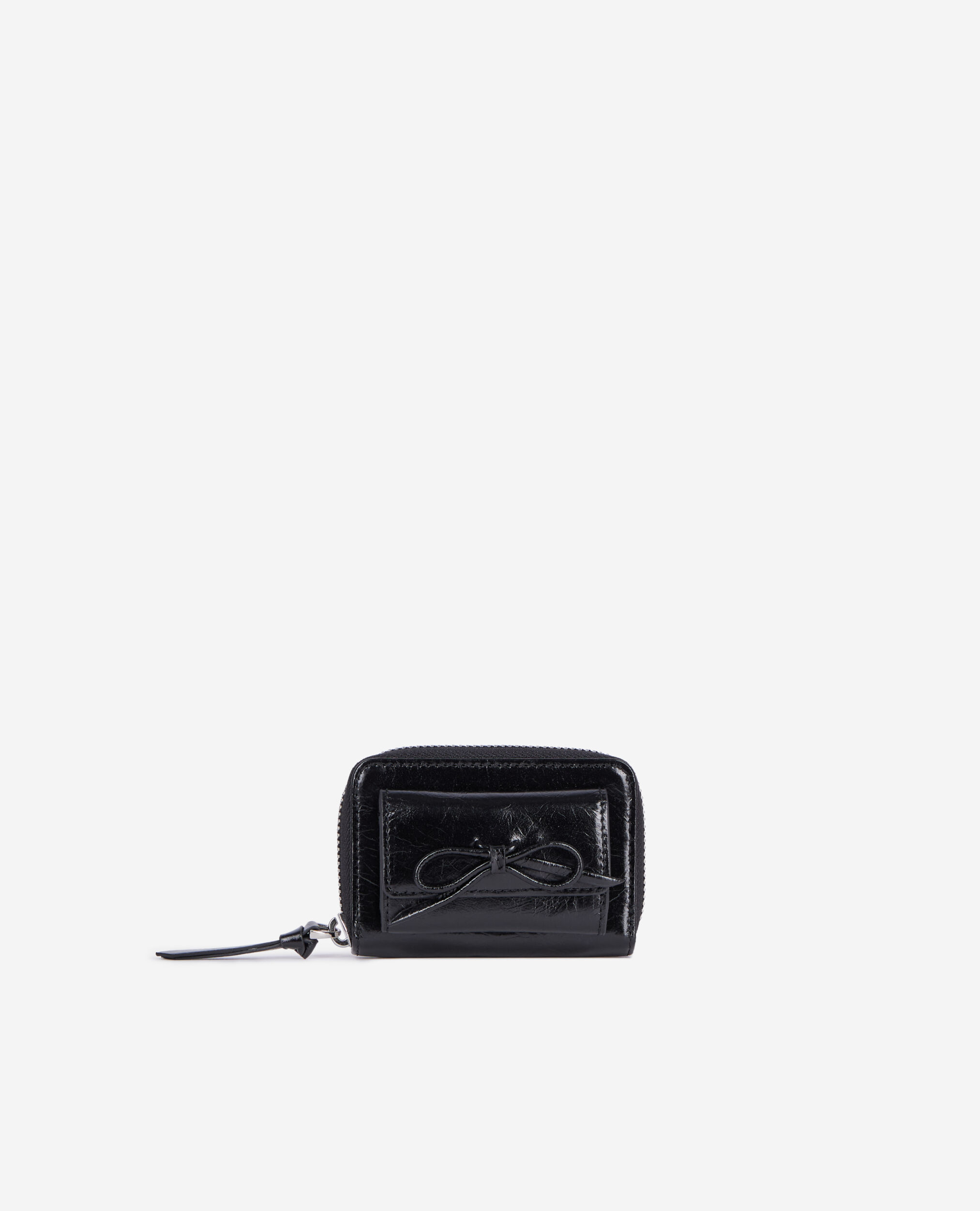 Porte-monnaie Amelia en cuir craquelé noir