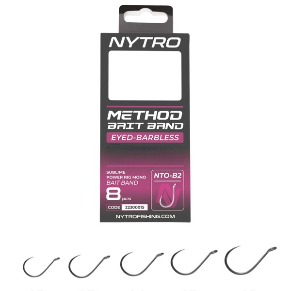 Bas de Ligne Nytro NTO-B2 Barbless Method Latex Bait Band Ready Tied Rigs 10cm (8 Pièces)