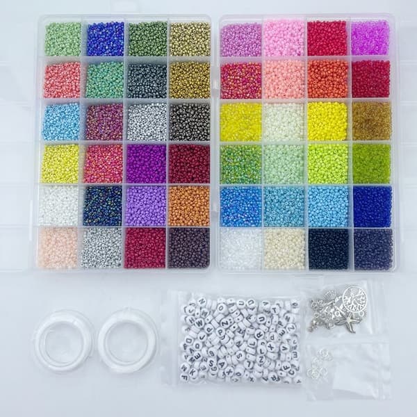 Seed / Rocailles Beads Kiera Kit - KREA DIY Smykkesett med forskjellige perler - 35000 stk