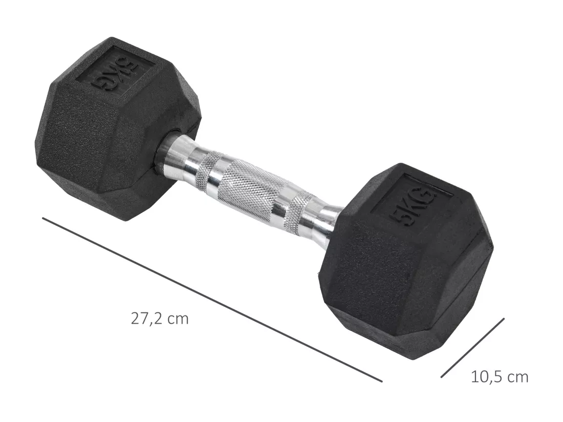 Ensemble d'haltères courtes total 10 Kg - entraînement musculaire & haltérophilie - acier caoutchouc noir