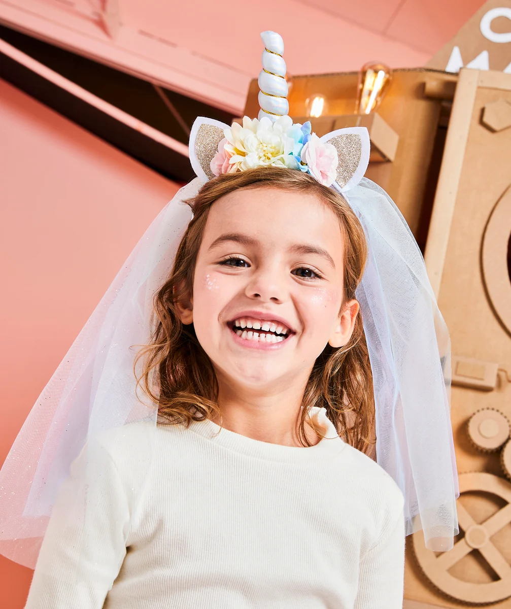 DÉGUISEMENT LICORNE AVEC JUPE ET SERRE-TÊTE EN TULLE PASTEL