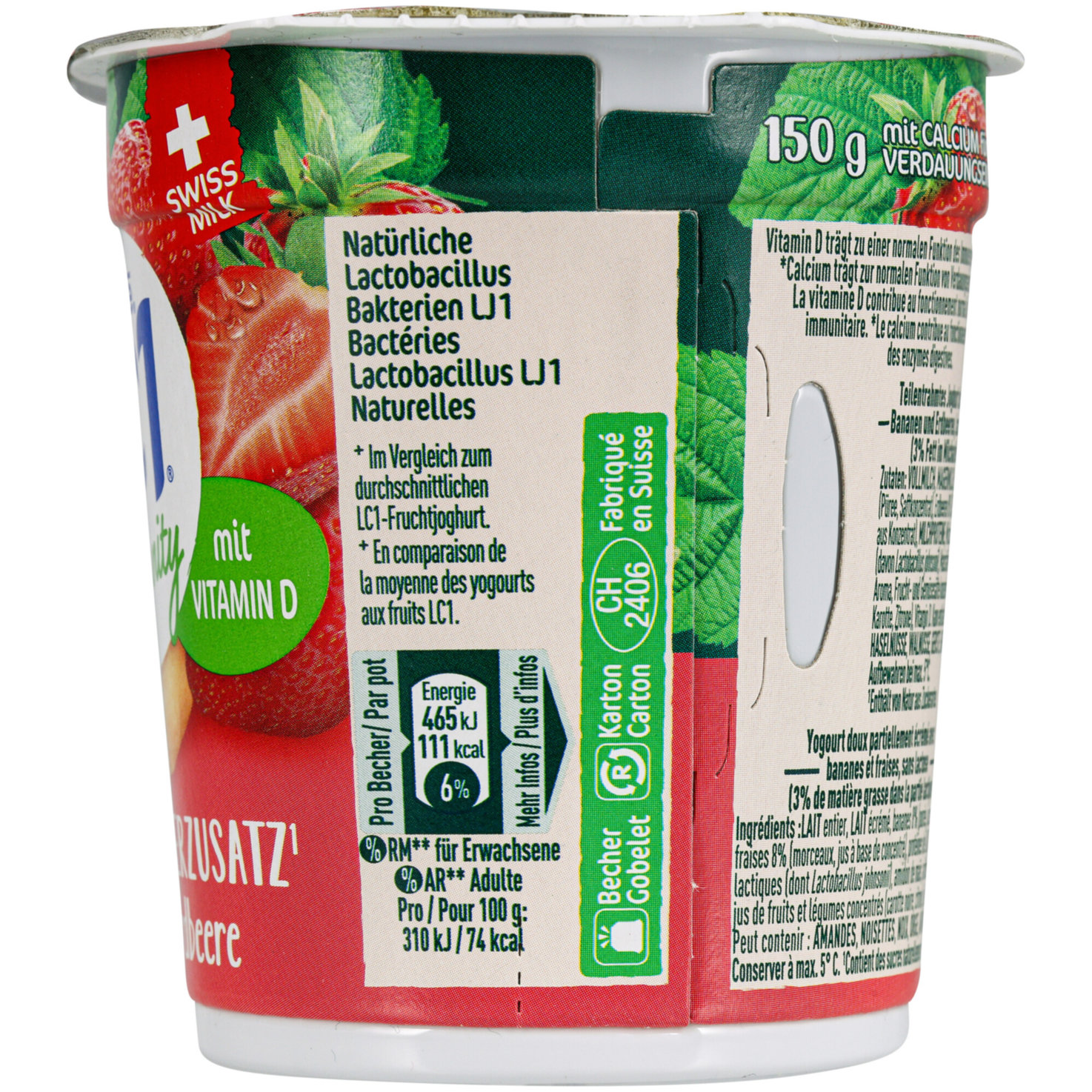 LC1 Joghurt ohne Zuckerzusatz Banane & Erdbeere laktosefrei 2x150g
