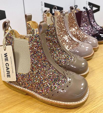 Angulus Stiefel - Chelsea - Nougat/Multi m. Glitzer