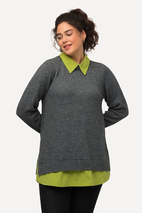 Pullover, A-Linie, Hemdkragen, Langarm