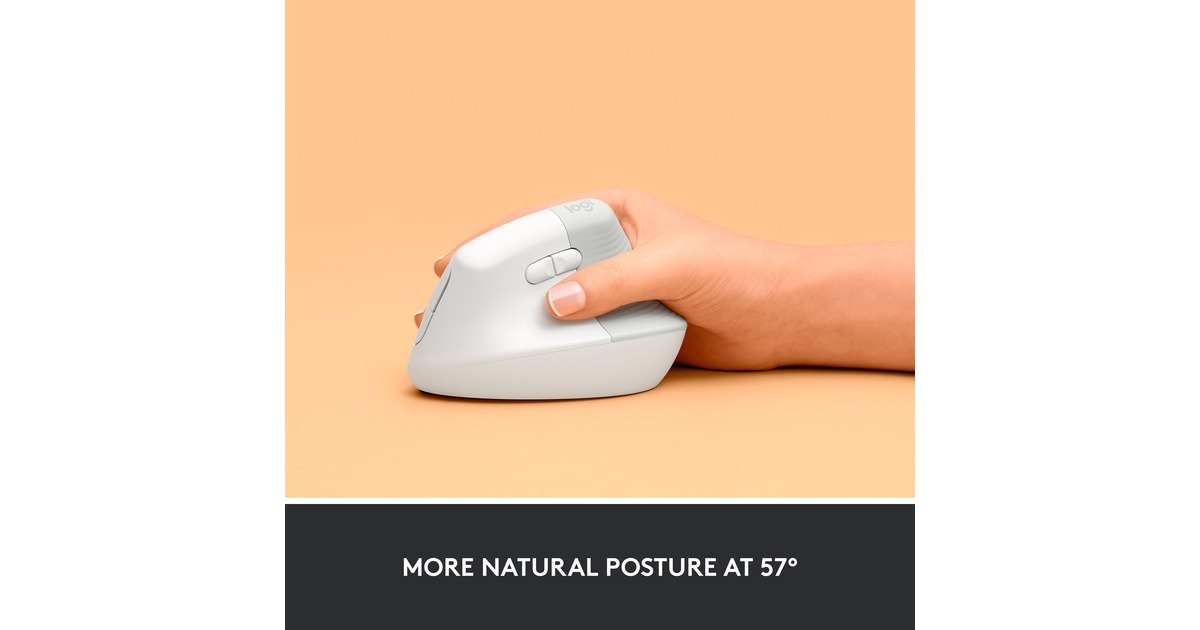 LogitechLift Vertical Ergonomische Muis - Rechtshandig  (Wit/lichtgrijs, Bluetooth, 4000 dpi)