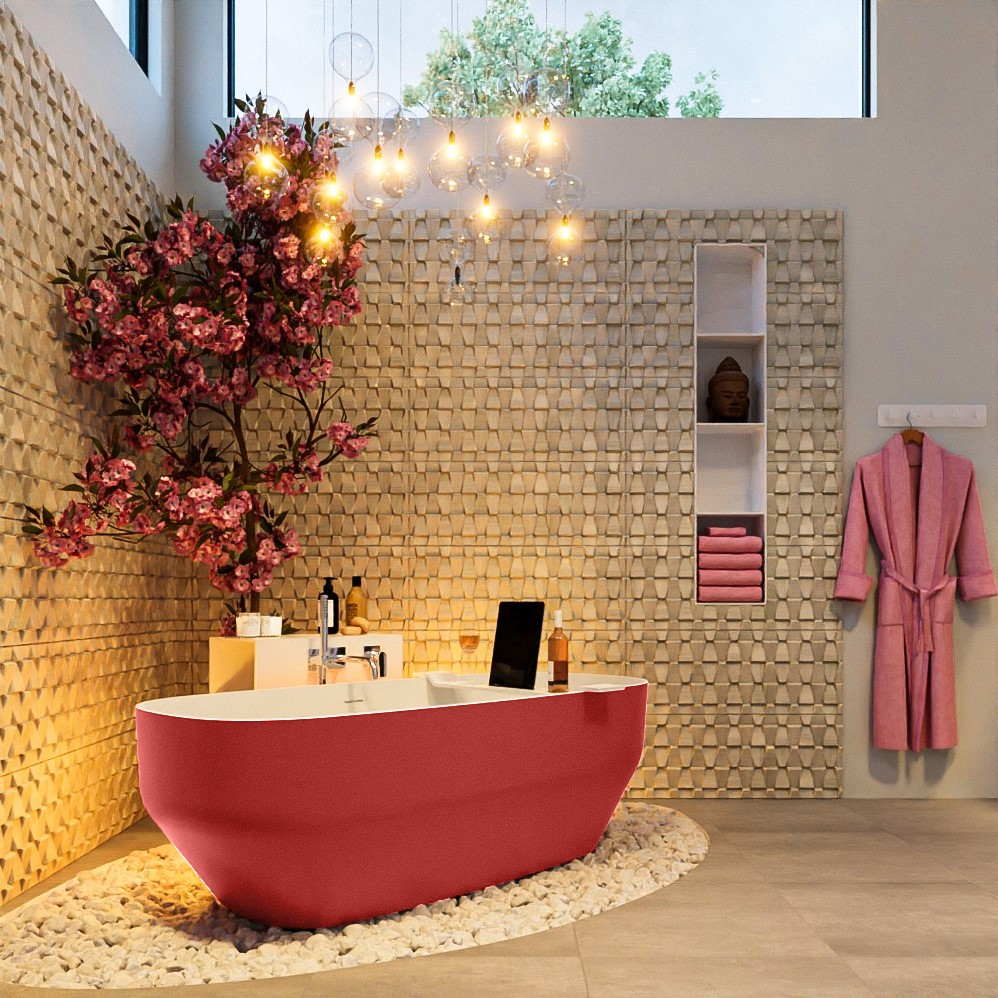 Mondiaz Stone vrijstaand bad 170x75cm kleur fire/talc
