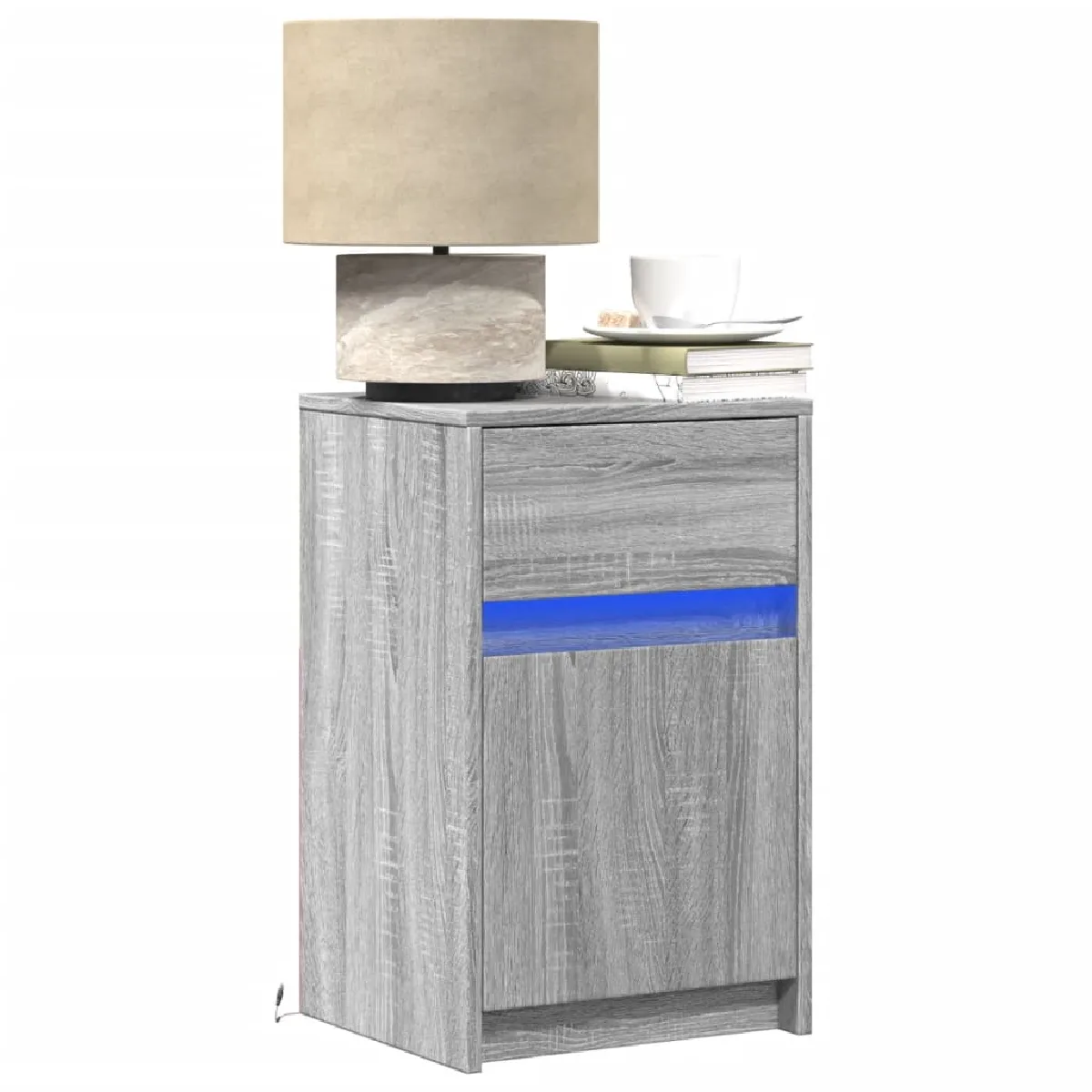 VIDAXL Armoires de Chevet avec LED - Sonoma gris