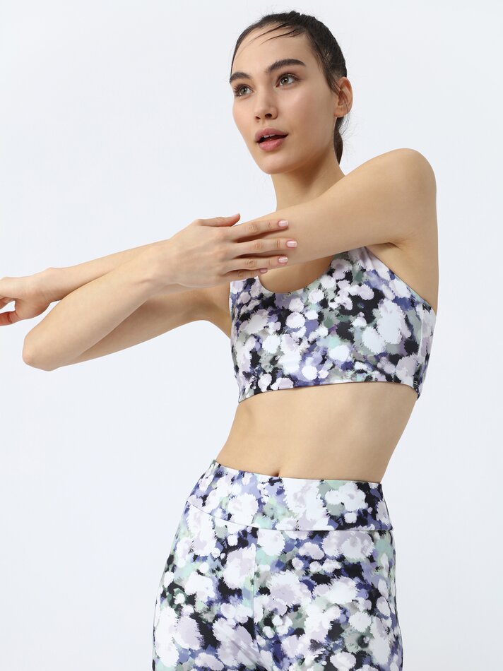 Top esportivo estampado - Lilás/branco