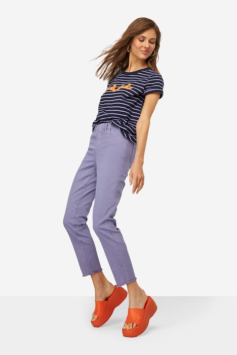 7/8-Slimhose, schmale Passform, 4-Pocket, Fransensaum, mit recyceltem Polyester