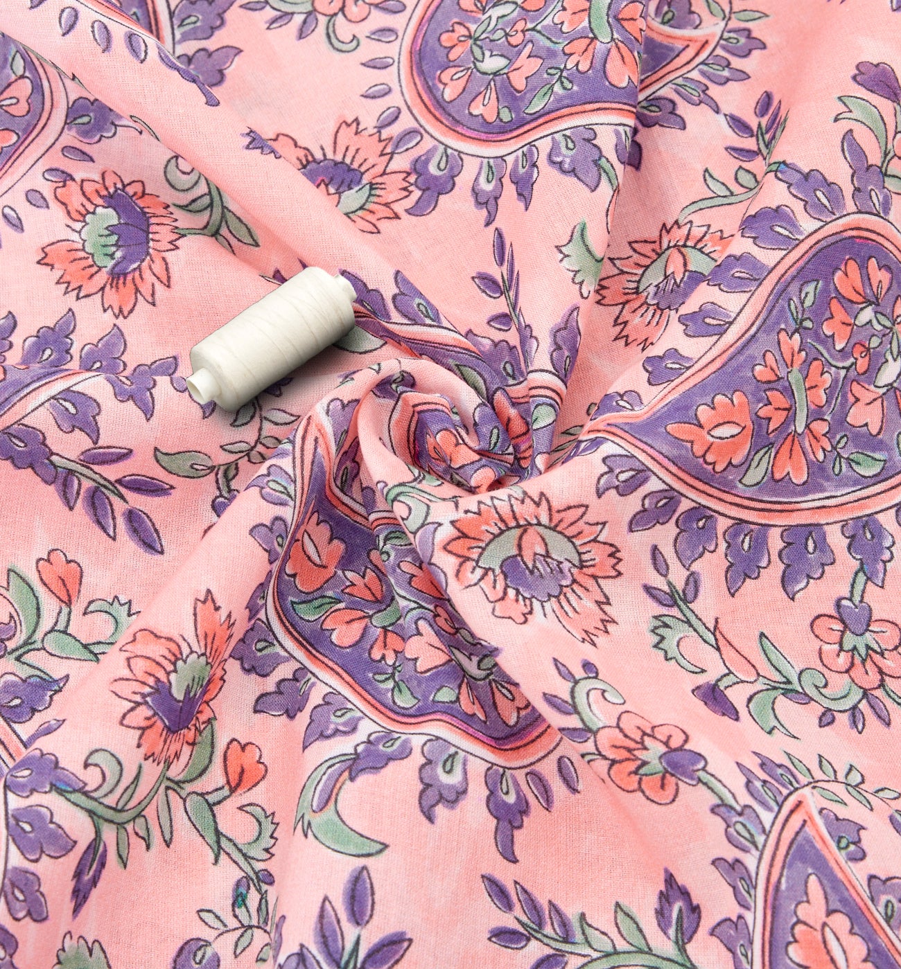 Coupon 3 m en voile de coton - Imprimé rose