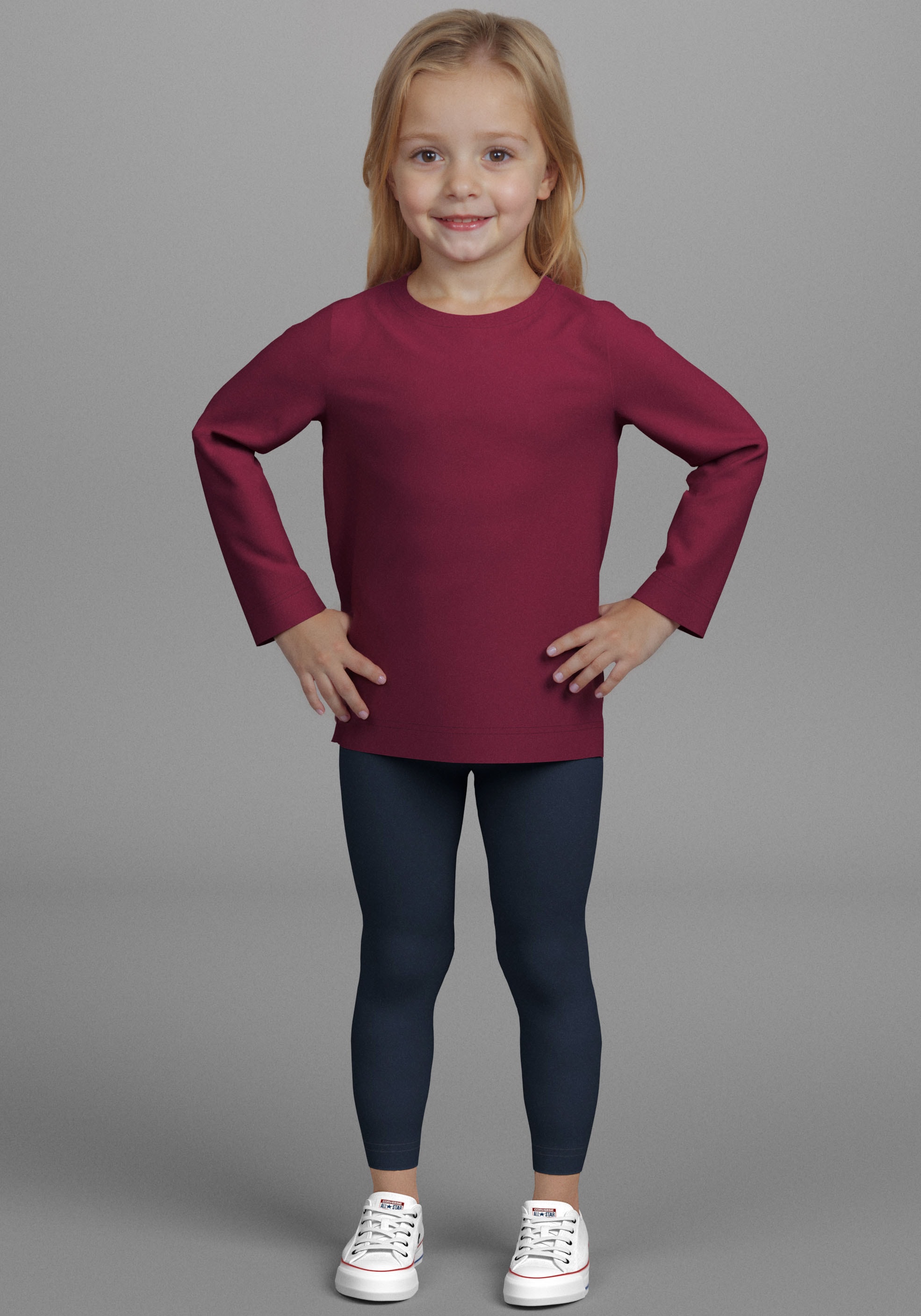 KIDSWORLD Langarmshirt »2er Pack 1x Herzen + 1x Unifarben Shirts«, 2 Stk. 2er Pack Shirts mit Herzen