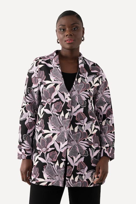 Jacquard-Jacke, Blüten, Kelchkragen
