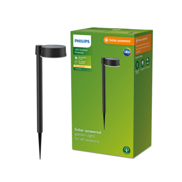 Philips solar sokkellamp rond Vynce zwart