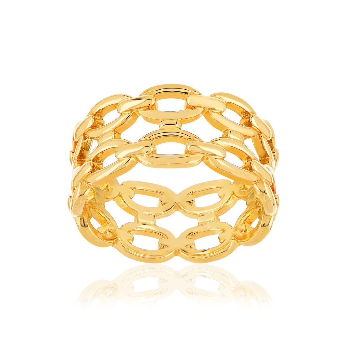 Bague plaqué or motif chaîne