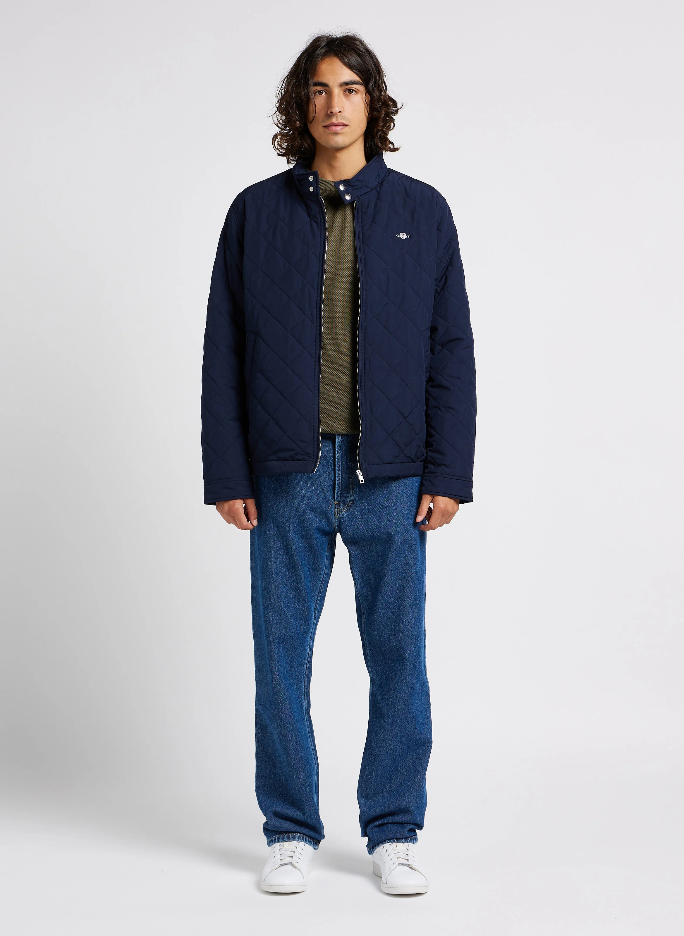 Veste col montant matelassée| Bleu