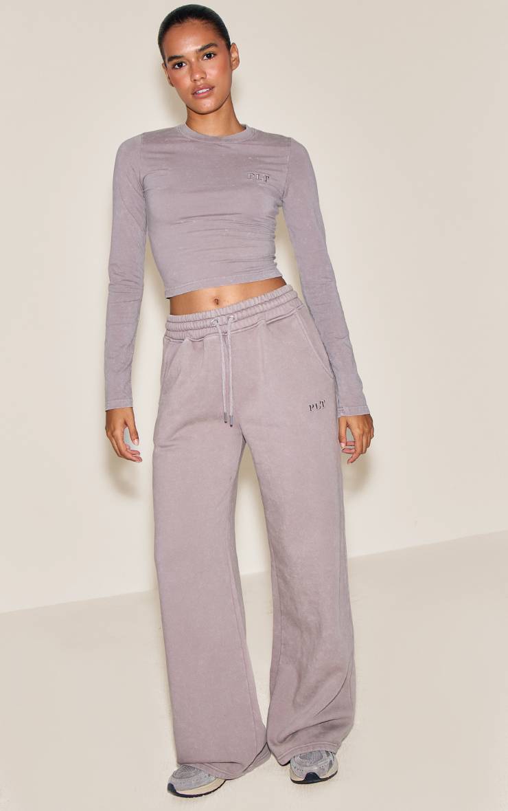 Charbon Jogging Large Délavé Oversize À Jambes Amples