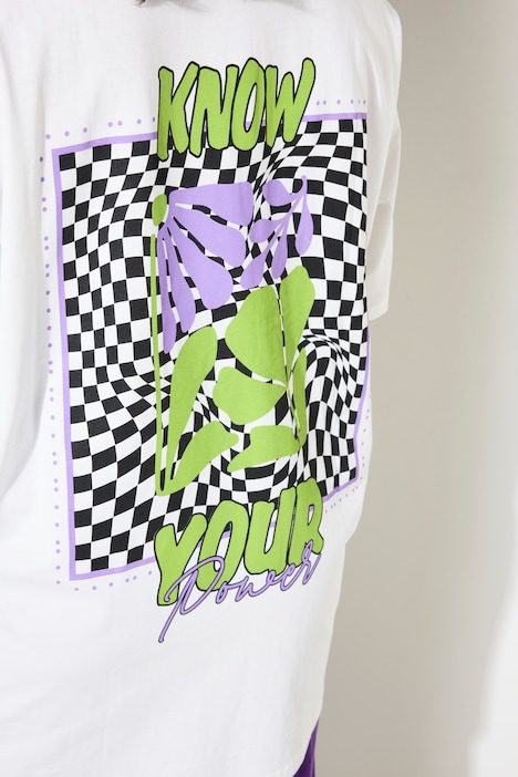 T-Shirt, oversized, Schachbrett-Rückenprint