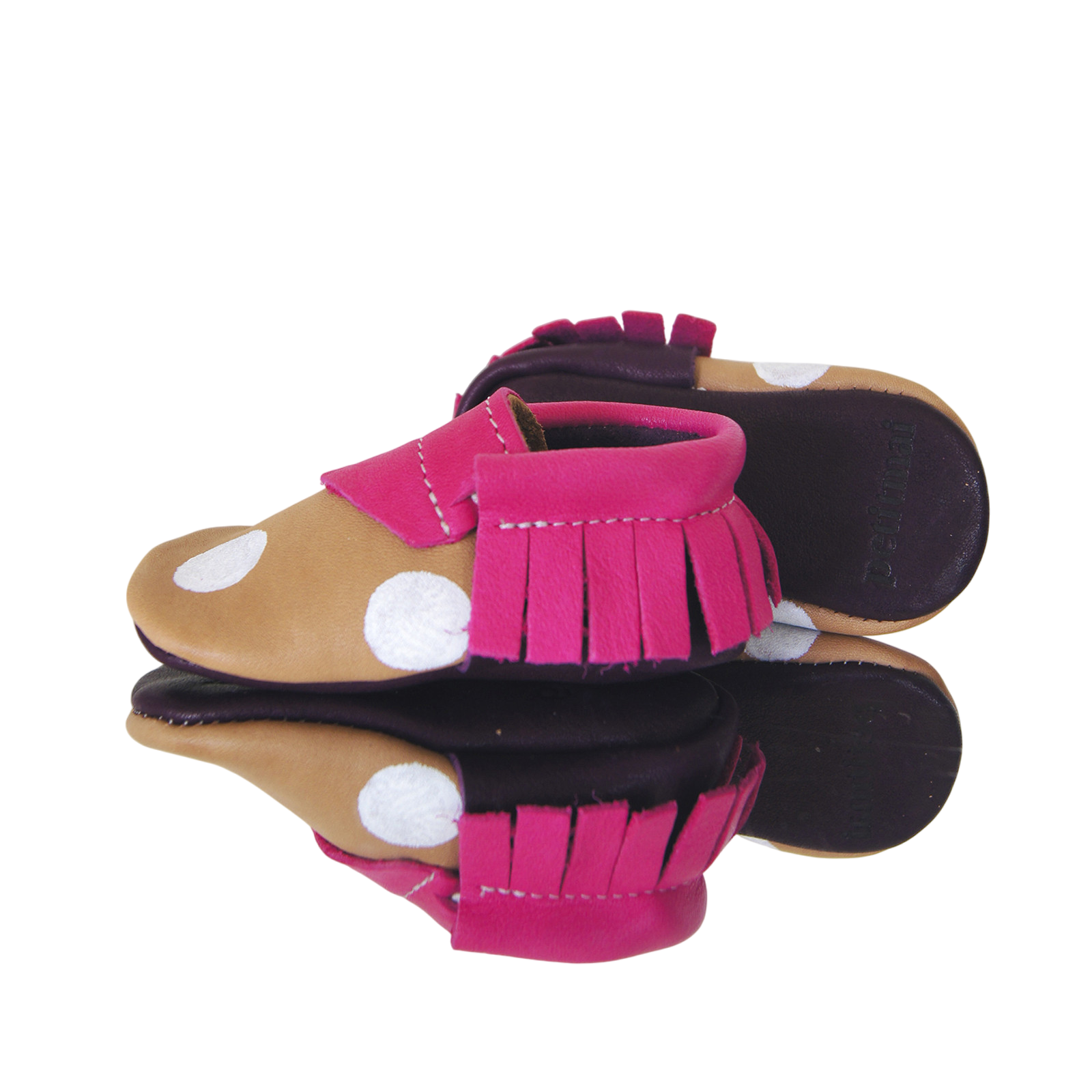 Mokassin Pink Dot Pink/Beige/Weiss