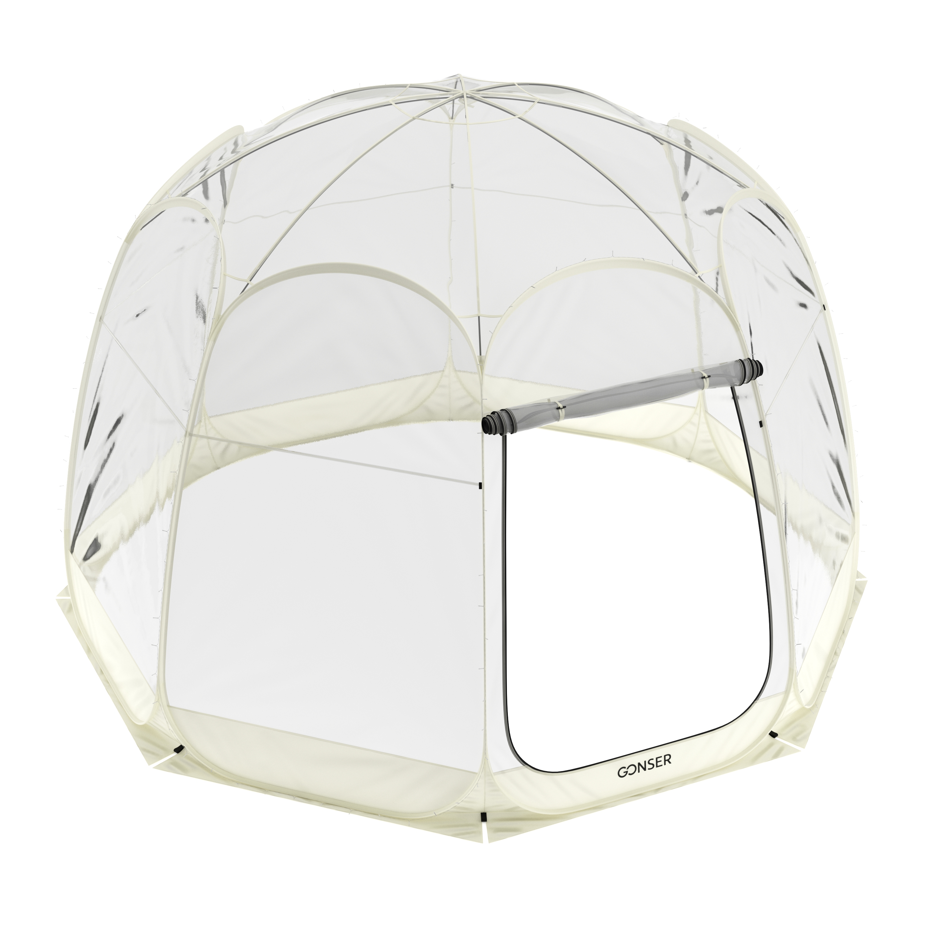 Pop-Up Bubble Zelt LED 8-10 Personen 3.8 m transparent/weiss