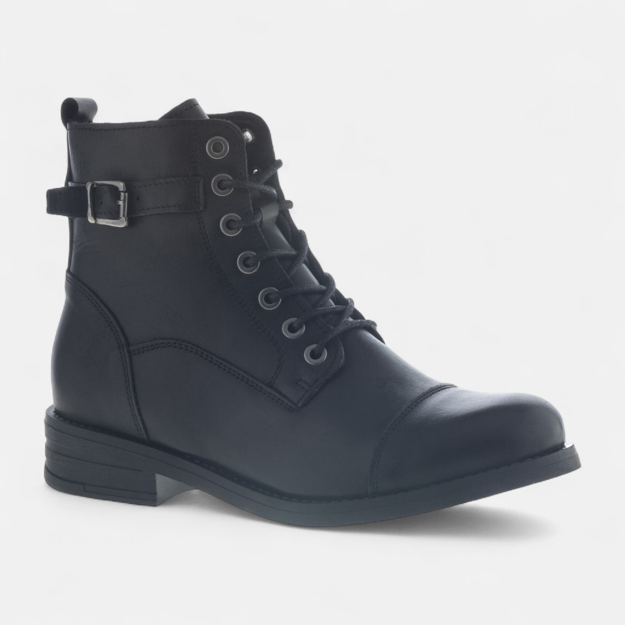 Bottines à lacets Femme en cuir noir