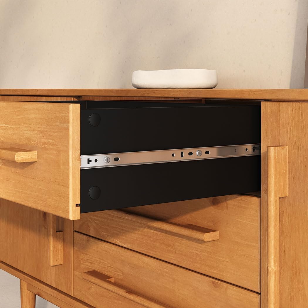IDIMEX Sideboard TECCA mit 2 Türen & 3 Schubladen, Eiche Farben – Massivholz Anrichte mit Stauraum, Schubladen mit Metallauszug, inklusive Wandbefestigung, Wohnzimmer Flurkommode