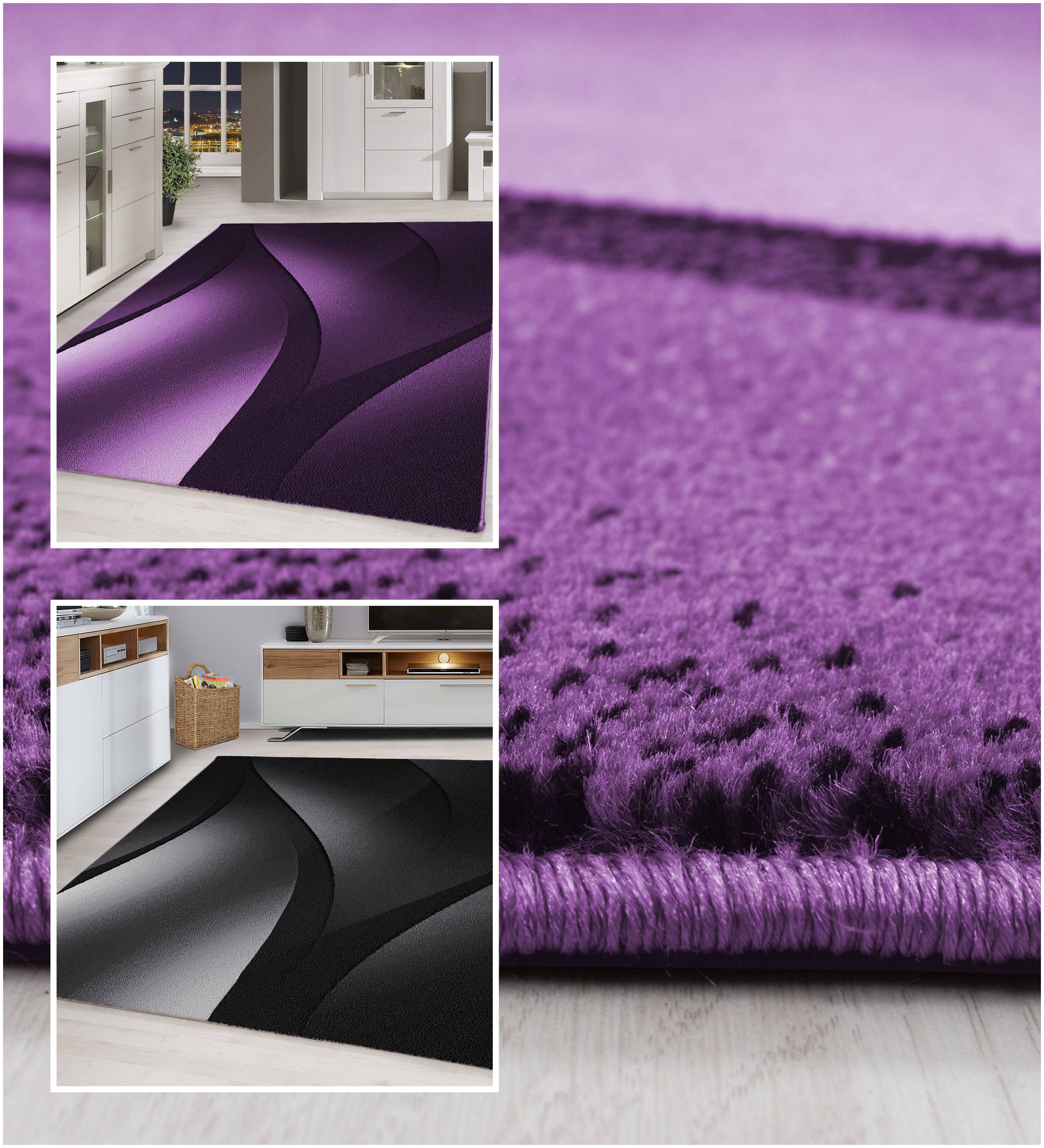 Stilvoller Designer Kurzflor Teppich - Abstraktes Wellen Design