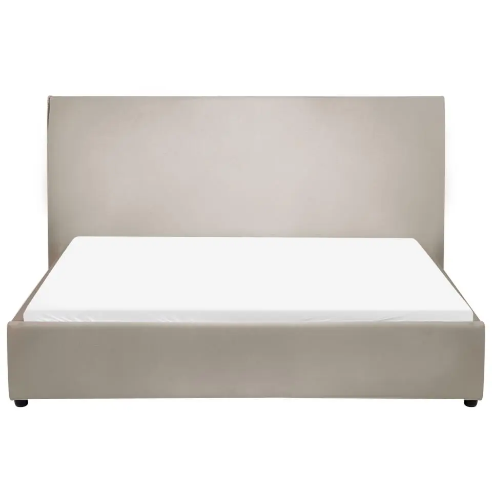 LAVAUR - Tweeperoonsbed - Taupe - 160 x 200 cm - Fluweel