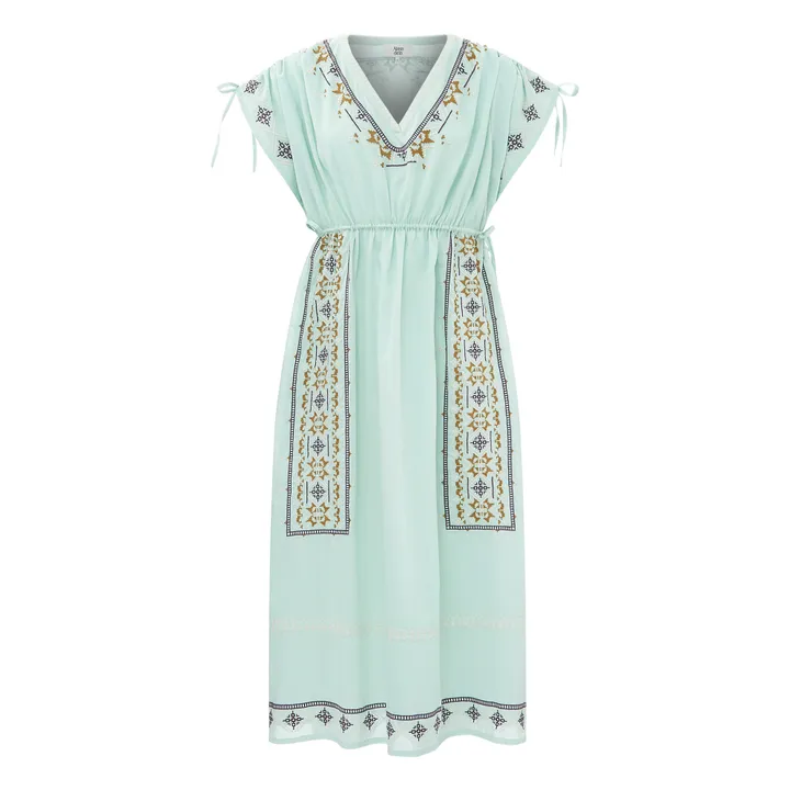 Alma Deia Robe Kaftan Brodée | Bleu