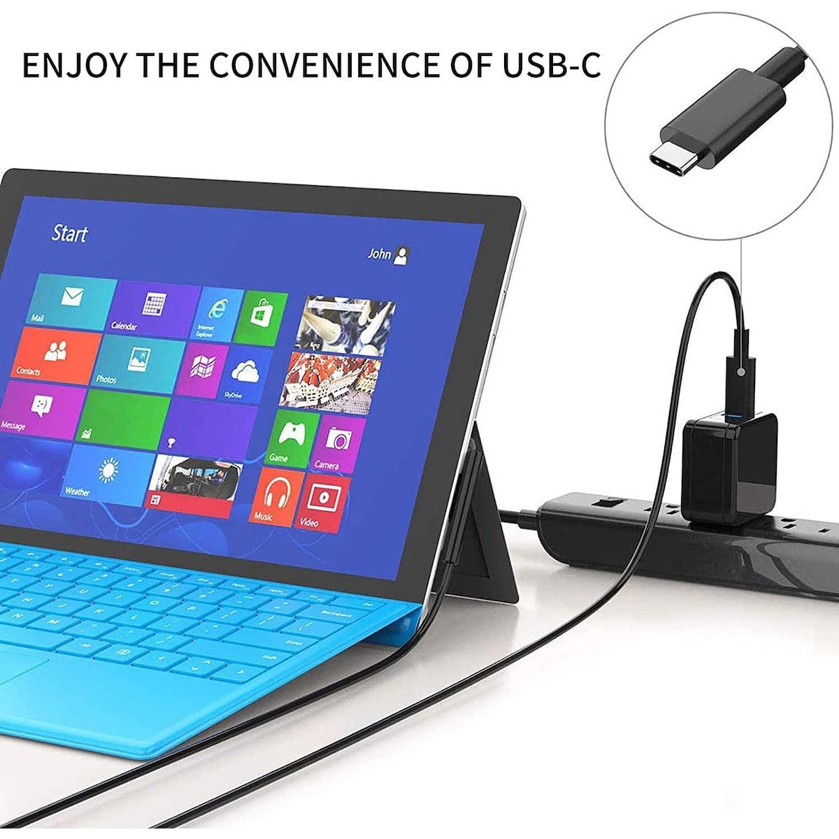 NÖRDIC 2m Ladekabel for Microsoft Surface 15V3A 45W