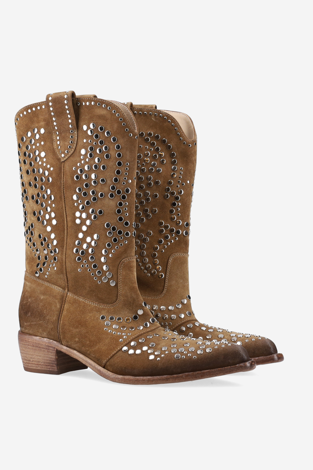 Studded suede boots