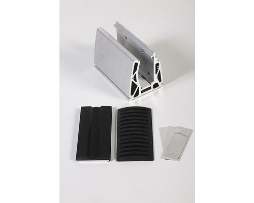 Pertura Pontos glazen balustradeset, zilver/transparant, voor vloermontage, breedte: 1m