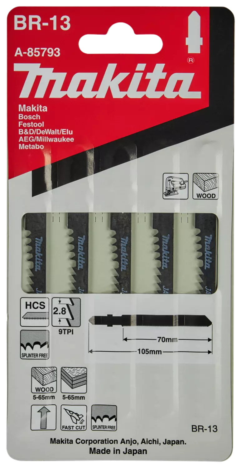 Makita A-85793 HCS Decoupeerzaagblad BR13 - splintervrij - Hout (5st)
