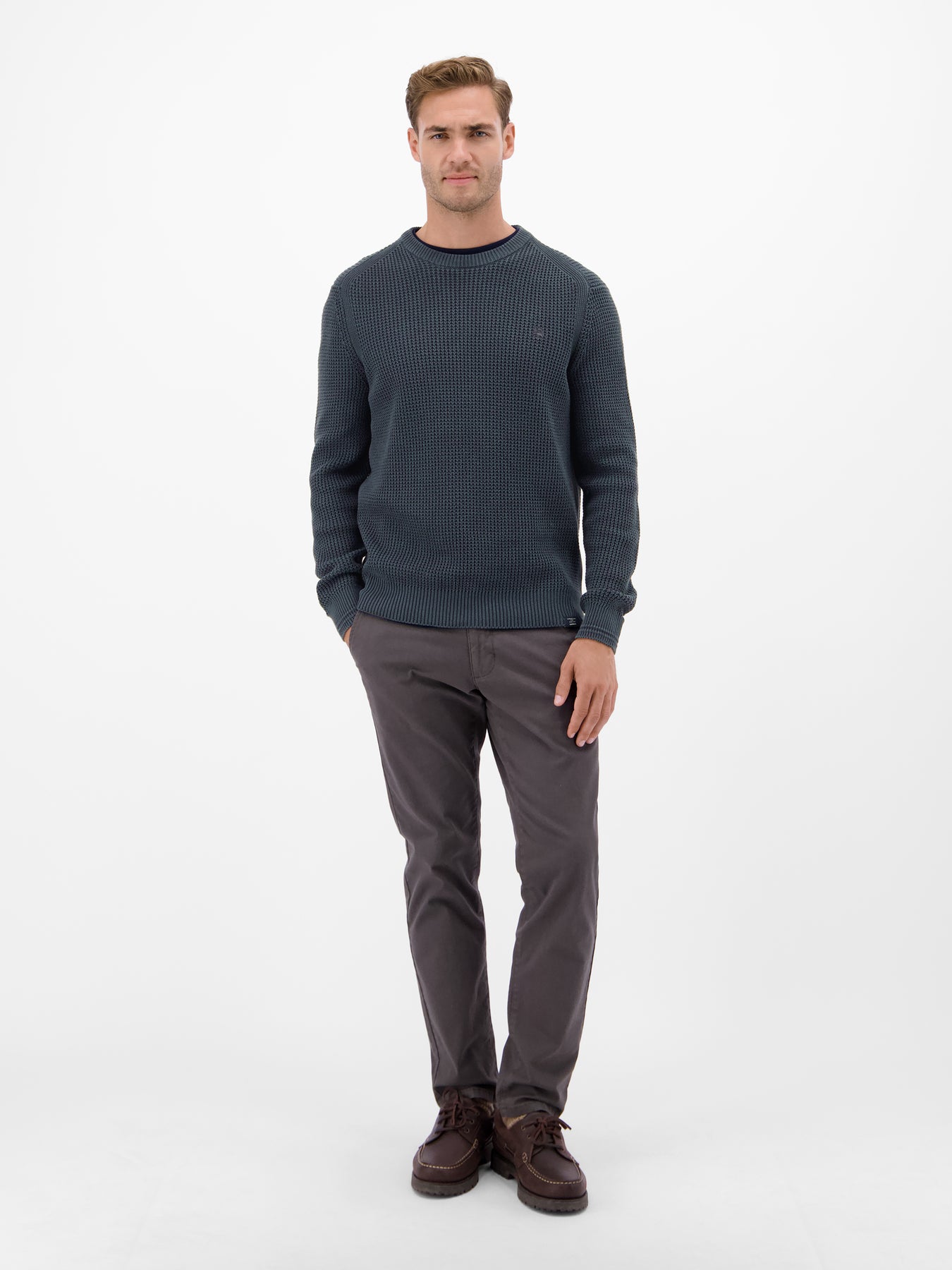 Herren Crewneck-Stricker in Strukturqualität