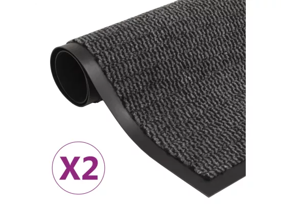 Paillassons rectangulaires 2 pcs 90 x 150 cm Anthracite