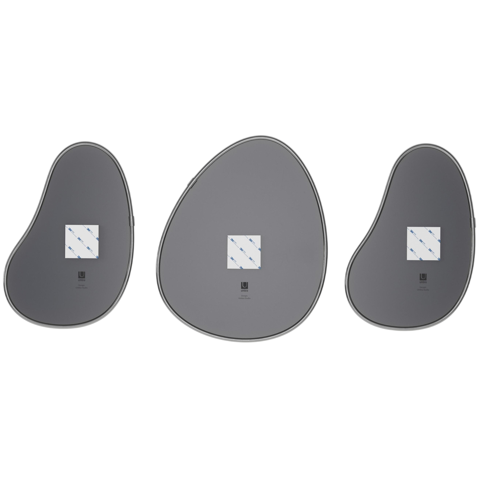 Spiegel Hubba Pebble 3er Set, Schwarz