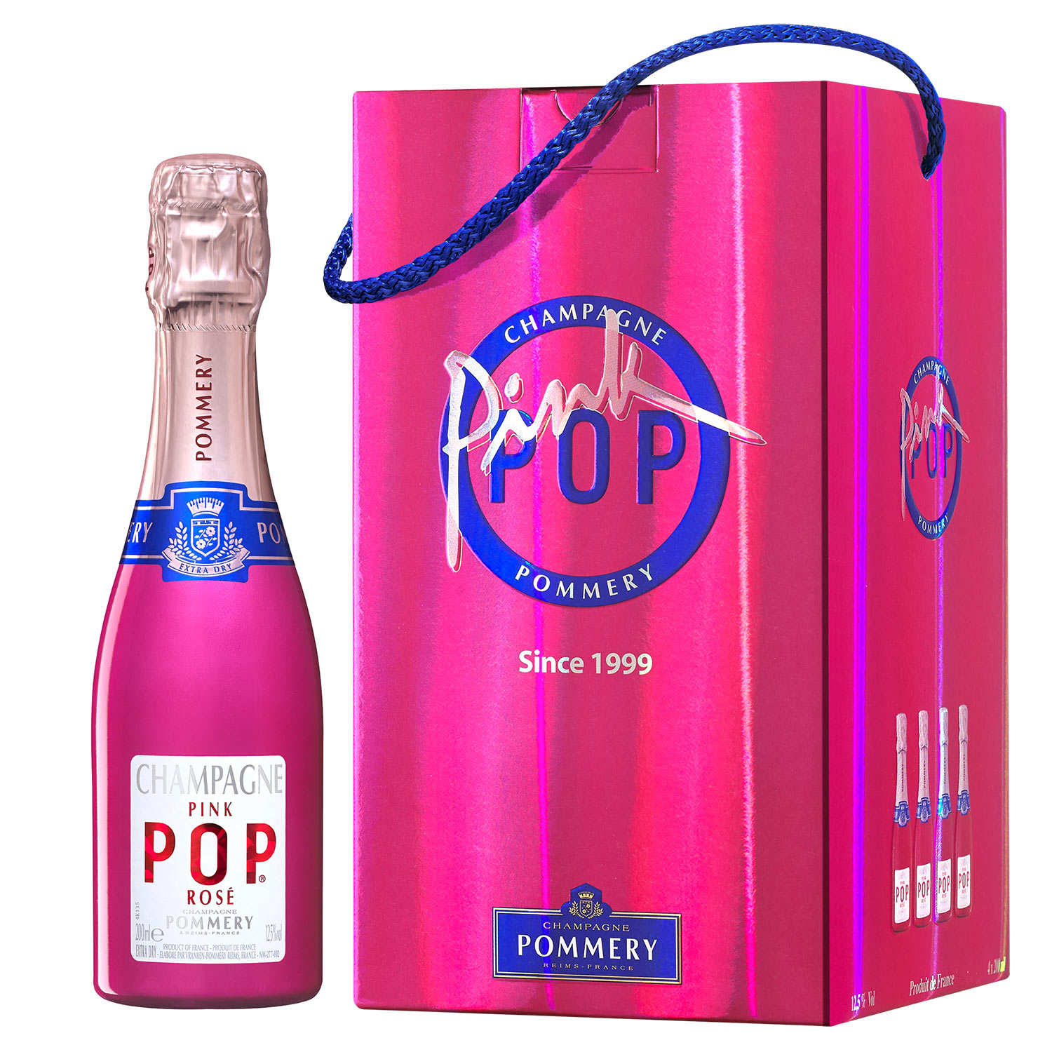 Champagne Pink Pop Pommery étui 4 quarts