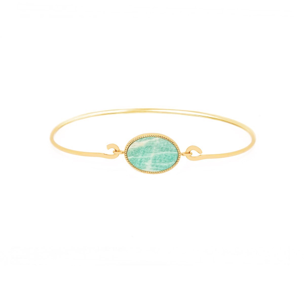 Jonc pierre amazonite doré à l'or fin 24k FRIDA