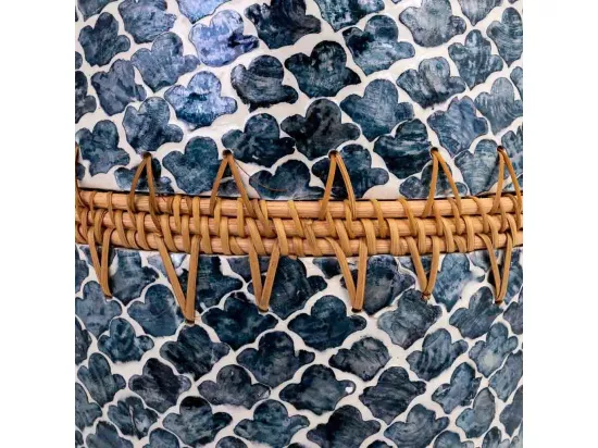 Vase en bois, capiz et rotin gris D25x59h cm
